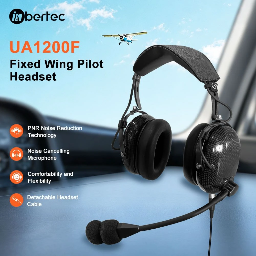 Premium Wired Pilot Headsets with Pnr Noise Cancellation for Fixed Wing Aircraft