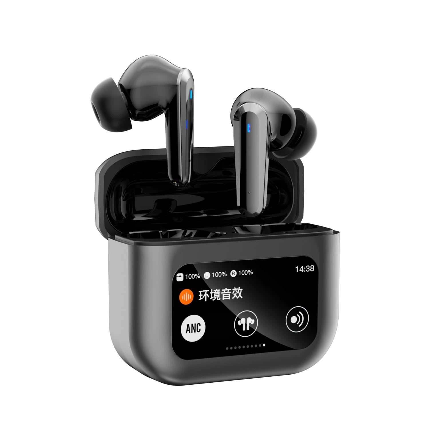 Premium Wireless Bluetooth 5.4 Earbuds with Anc Noise Cancellation, HD Microphone Earphones with Touch Control and LED Display