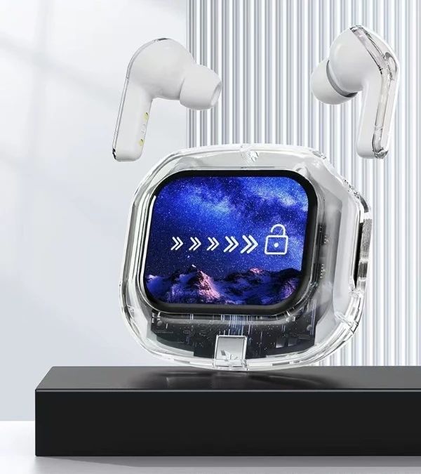 Premium in-Ear Headphones Earbuds with LCD Touch Controls – White Color Model