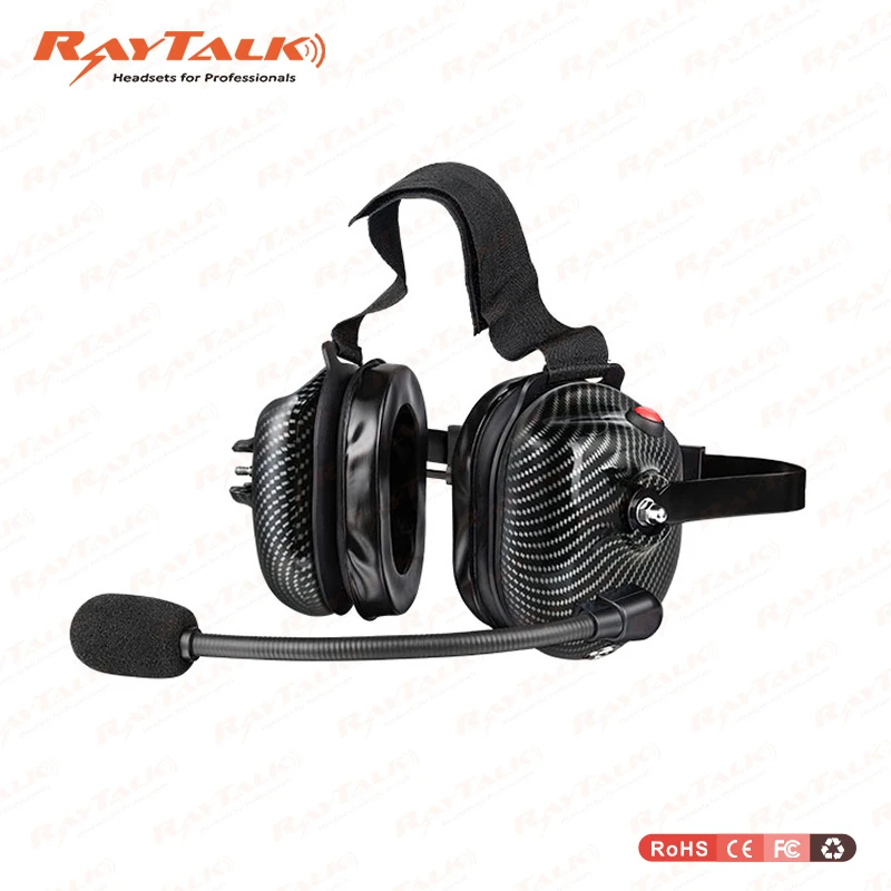 Printed Carbon Fiber Heavy Duty Headset for Two Way Radio with Mini XLR 5 Pin