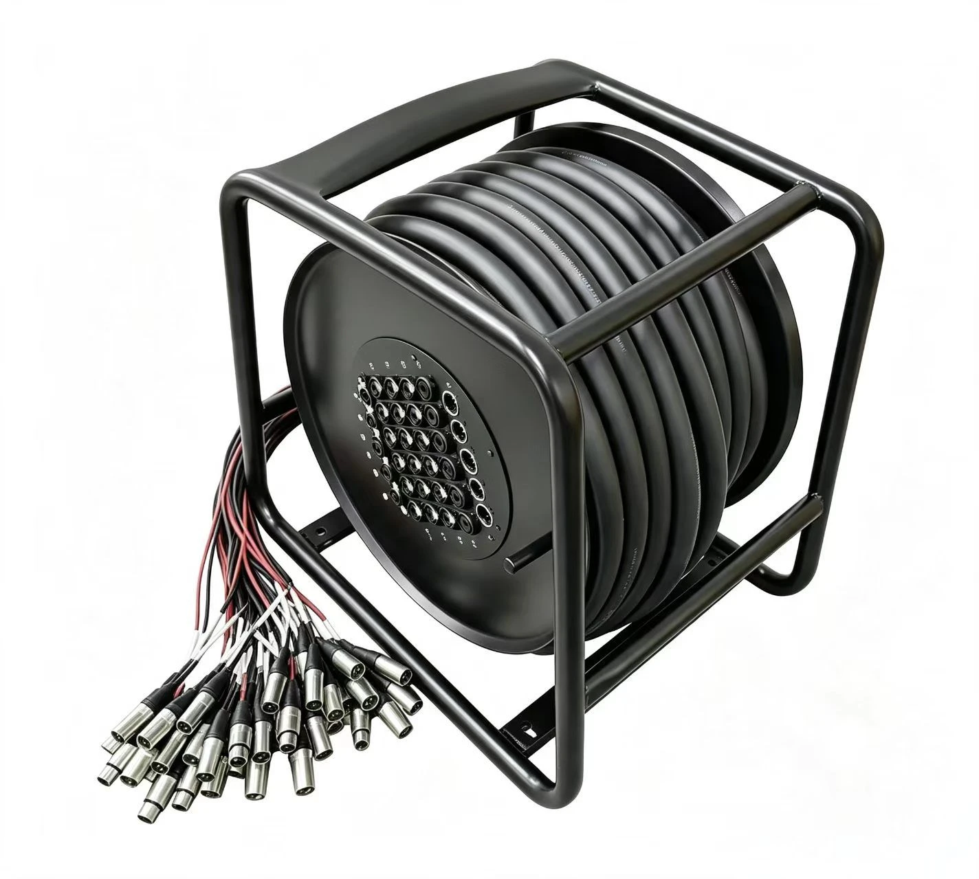 Professional 40 Channel XLR Audio Snake Cable with Rainbow Color Coding and Rolling Cart 50m for Live Sound and Touring