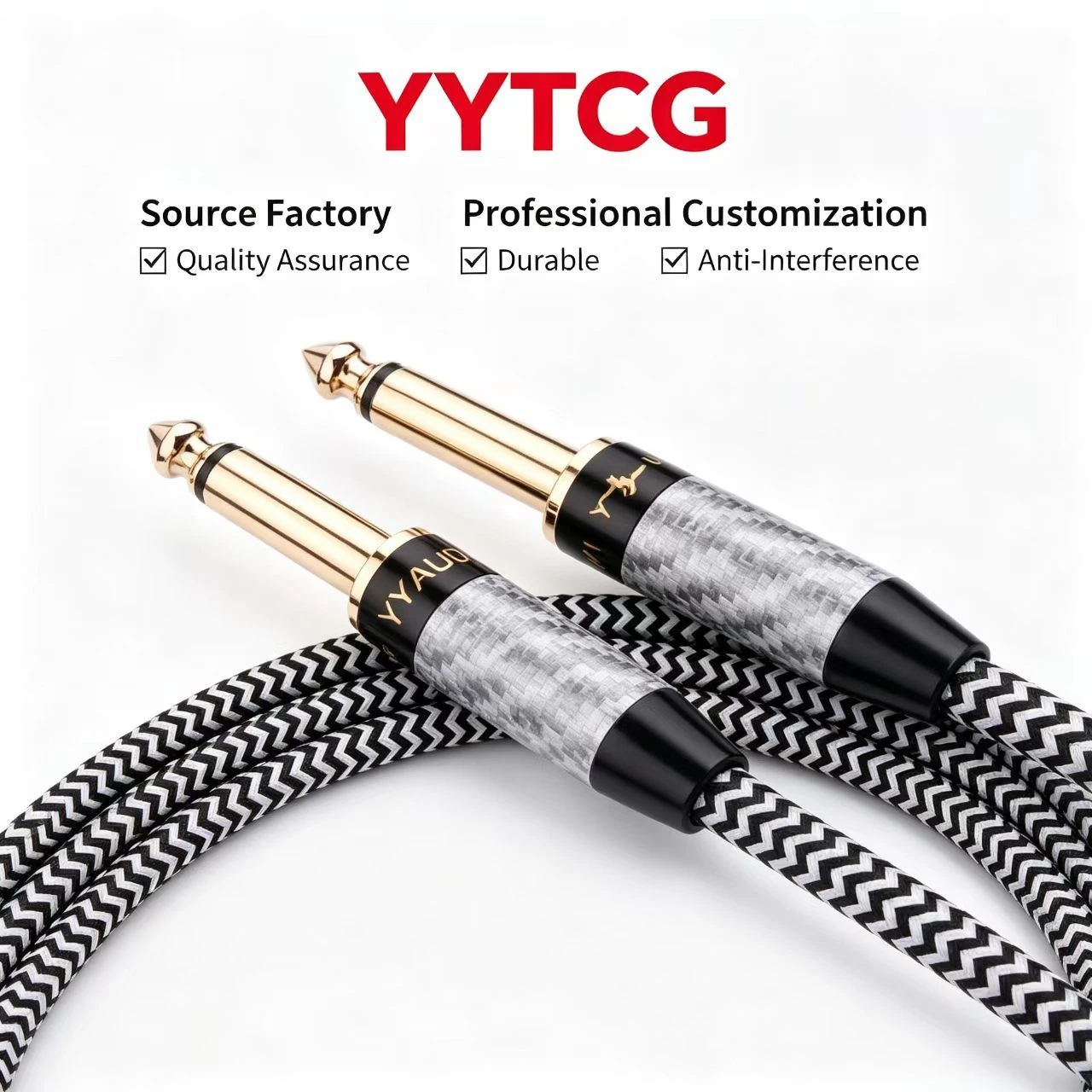 Professional 6.35mm TS Male to TS Male Unbalanced Audio Patch Cable for Studio Mixer Pedalboard Y9 Style