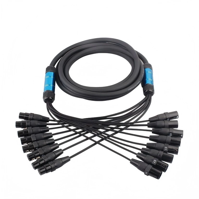 Professional 8-Channel Copper Audio XLR Snake Cables for Stage Lighting and Audio
