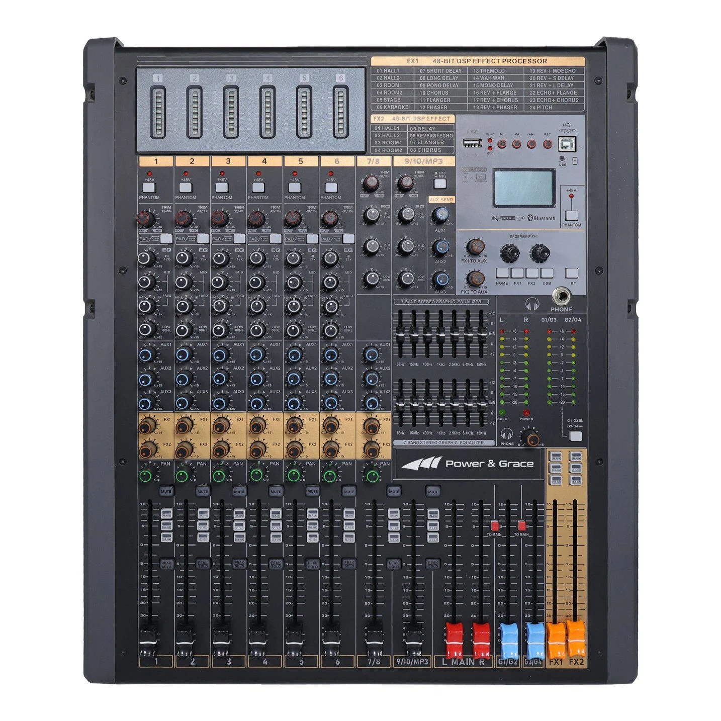 Professional Audio 10 Channel Blue-Tooth Mixing Console with Built-in Soundcard and DSP