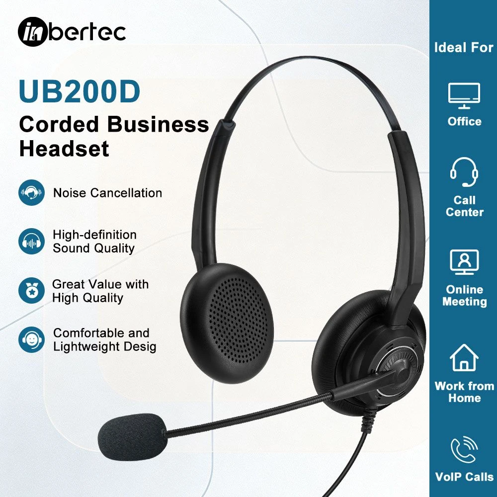 Professional Contact Center Binaural Headset with Noise Canceling Support OEM