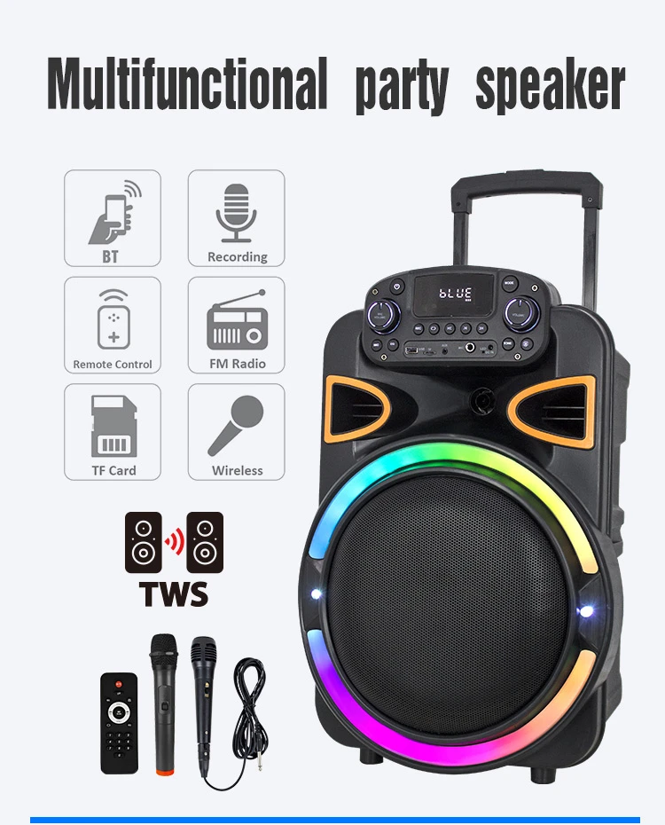 Professional HiFi Karaoke Wireless Rechargeable Trolley Bluetooth Speaker