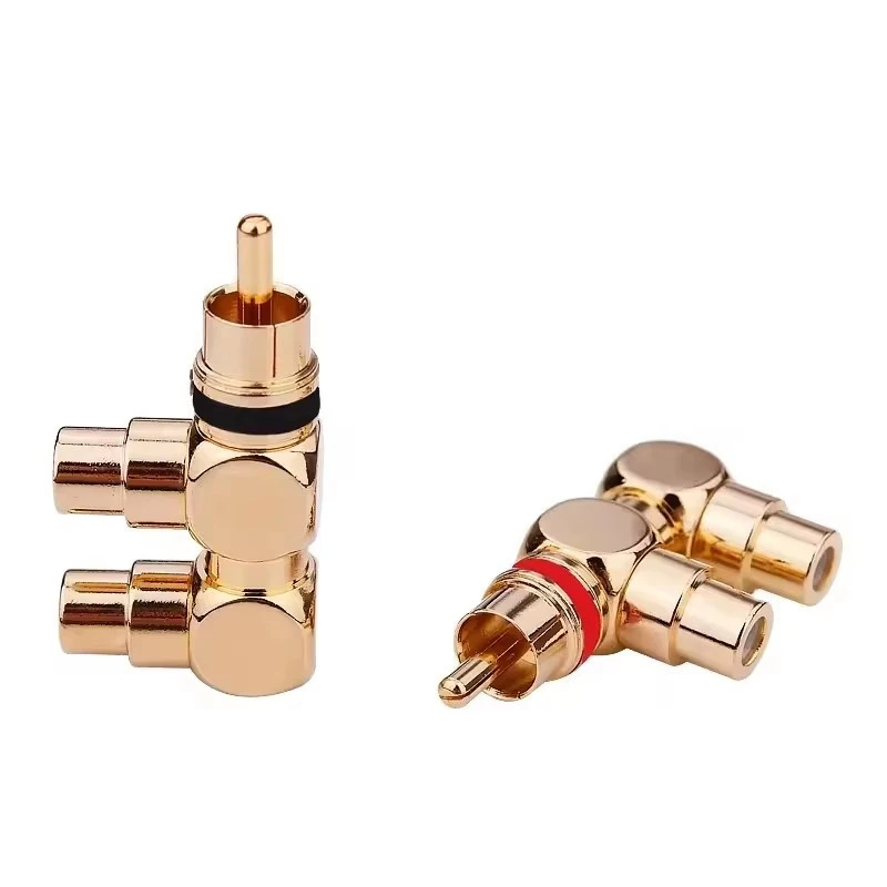 Pure Copper Gold-Plated Audio RCA Gun-Type Male-Female Plug Adapter