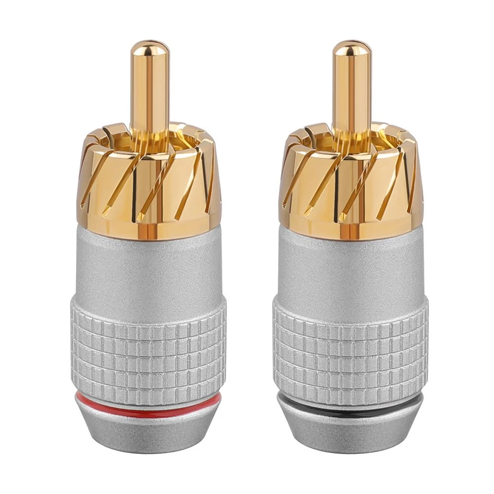 Pure-Copper Gold-plated RCA Audio Plug for Car DSP Power-Amplifier Subwoofer Signal-Line Terminal