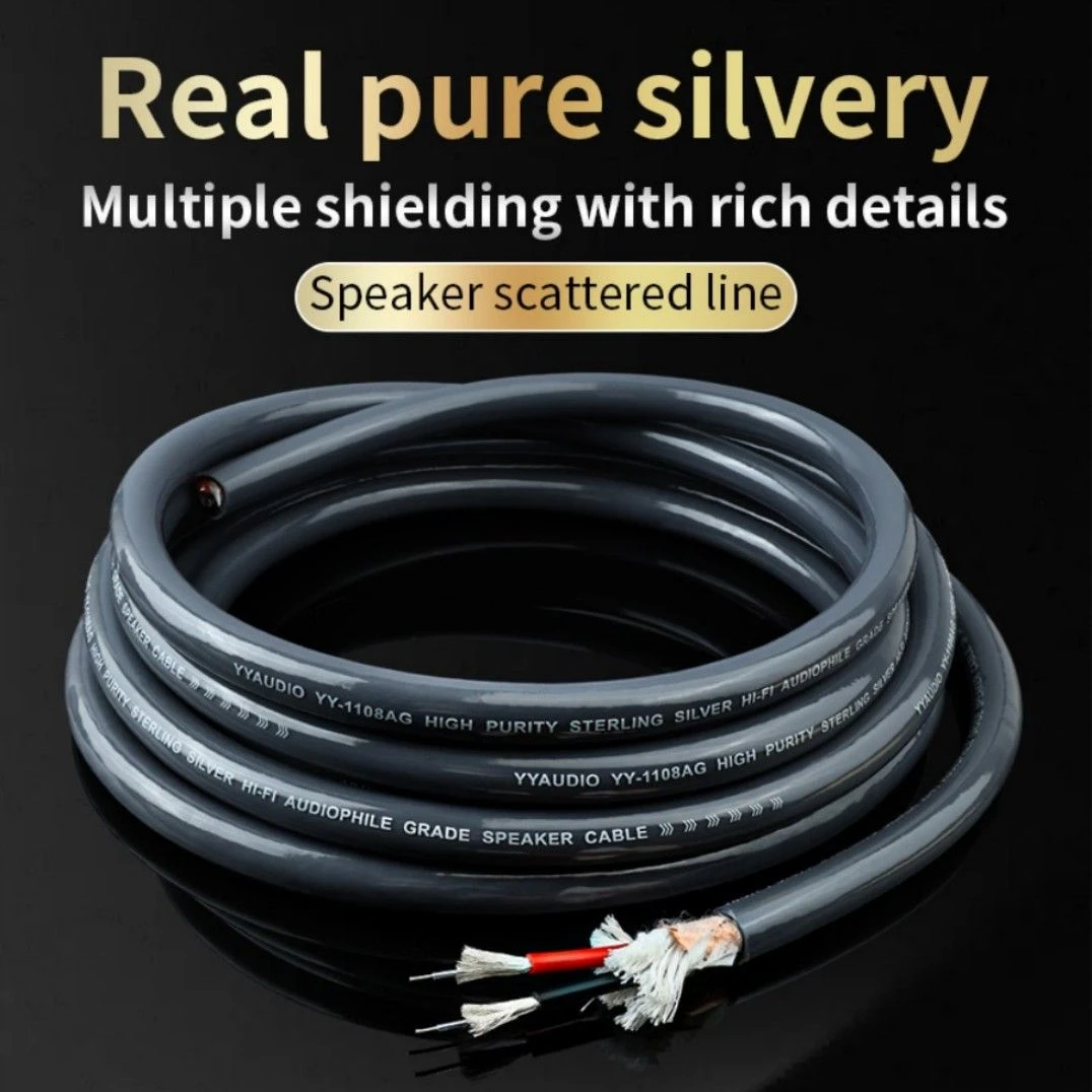 Pure Silver Speaker Audio Cable HiFi Audio Cable Banana Cable