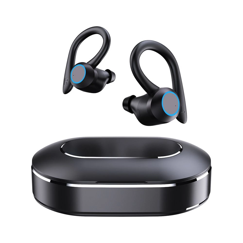 Q23 Ear Hook Headsets Waterproof Tws Wireless Bluetooth Earbuds Sports Touch Controlled Earphones with Charging Cable – Black
