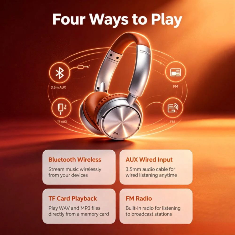 Q2PRO Quick Pairing High Sound Quality Over-Ear Stereo Wireless Headphone for Hiking