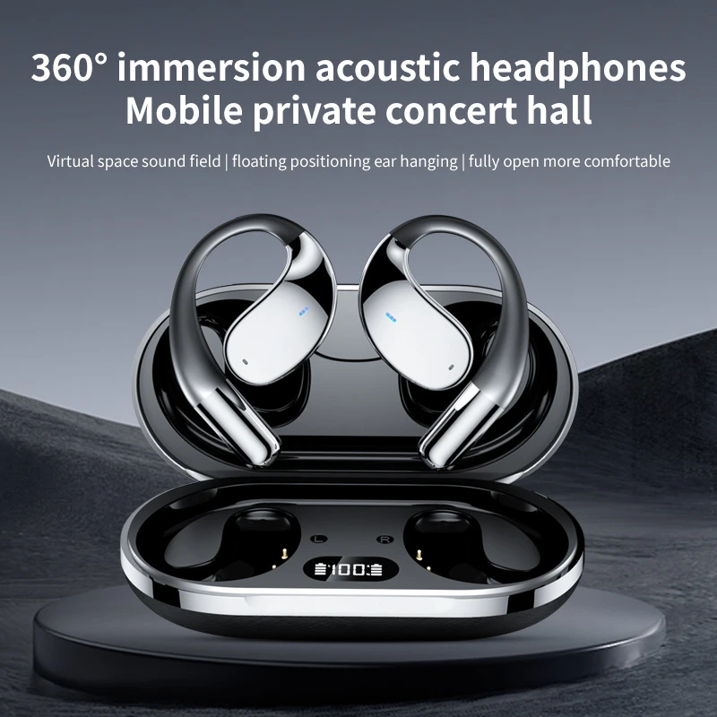 Q39 Electroplated Hook LED Earbuds Ipx5 Bluetooth Stereo Wireless Headset