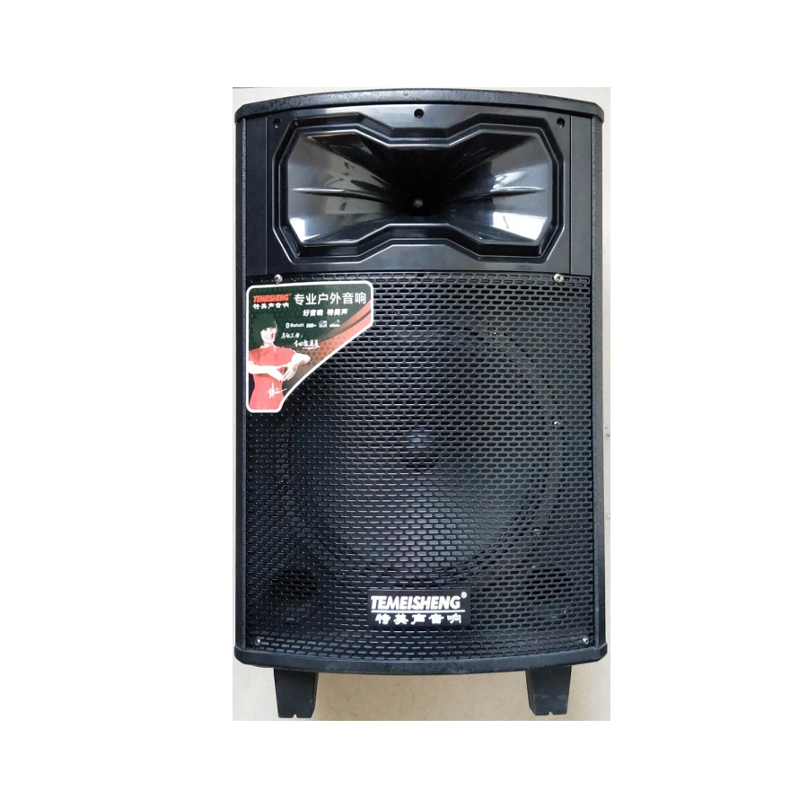 Qx-1031 12V 5ah Lead Battery 5 Knobs Wooden Wireless Karaoke Subwoofer Active Stage Speaker with Wireless Mic