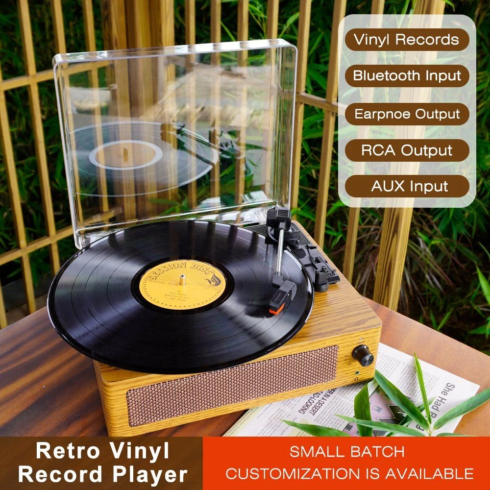R108 3 Speed Vintage Vinyl Lp Record Player Turntable Creative Record Player Stereo Speakers Phonograph