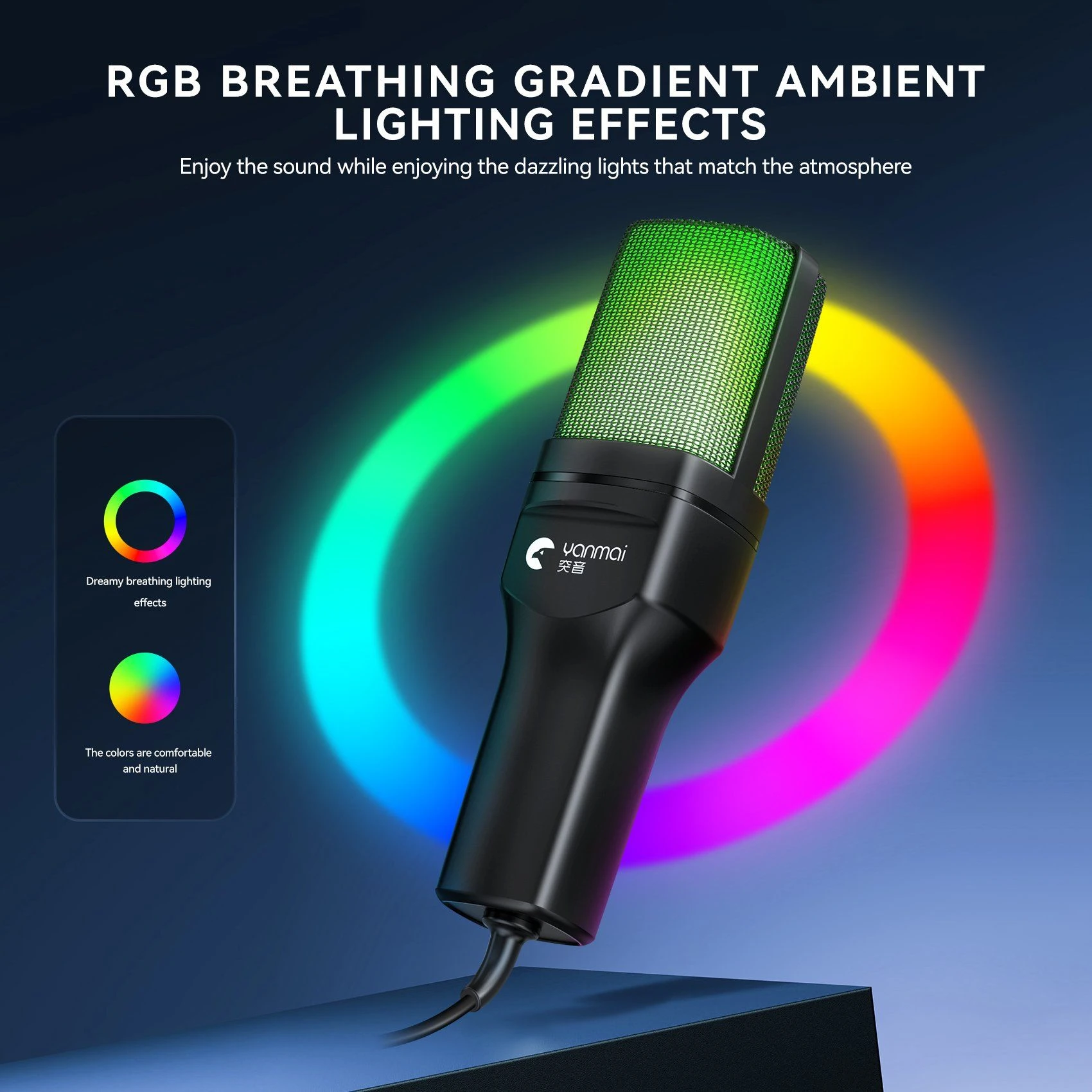 RGB Foldable Microphone with Integrated Cool Lighting Effects