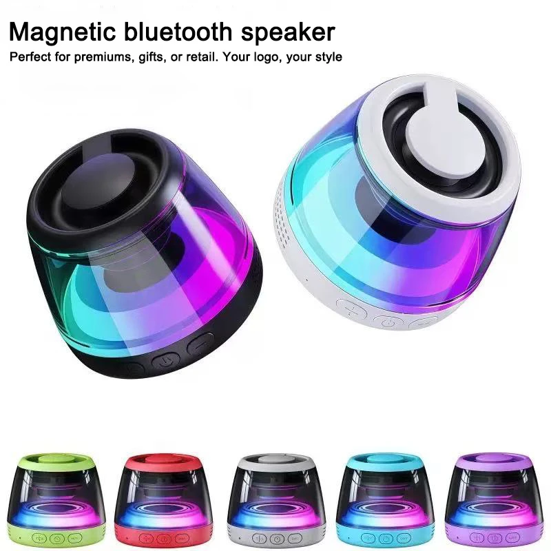 RGB LED Magnetic Stereo Sound Phone Holder Bluetooth Speaker Waterproof Wireless