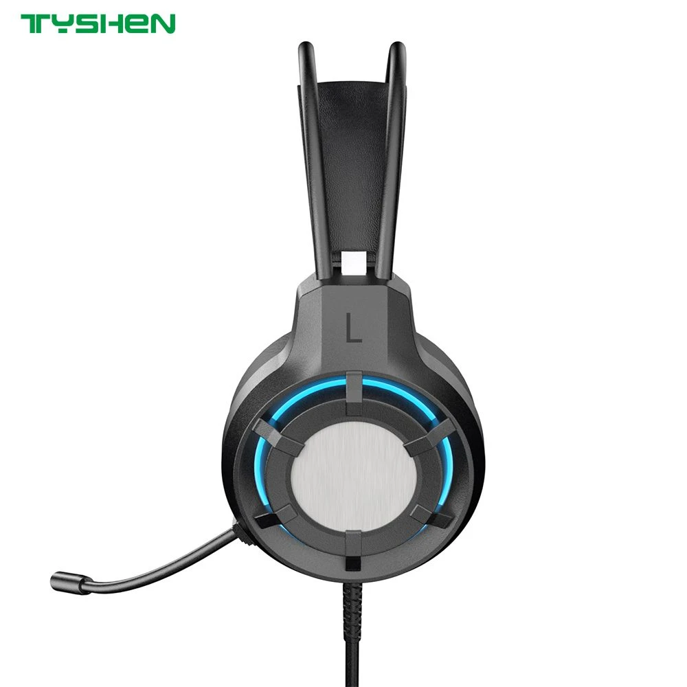 RGB Light Wired Headphones 50mm HiFi with Flexible Microphone for PC