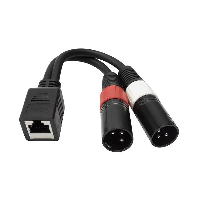RJ45 Female Socket to Dual XLR Plugs Audio Cable