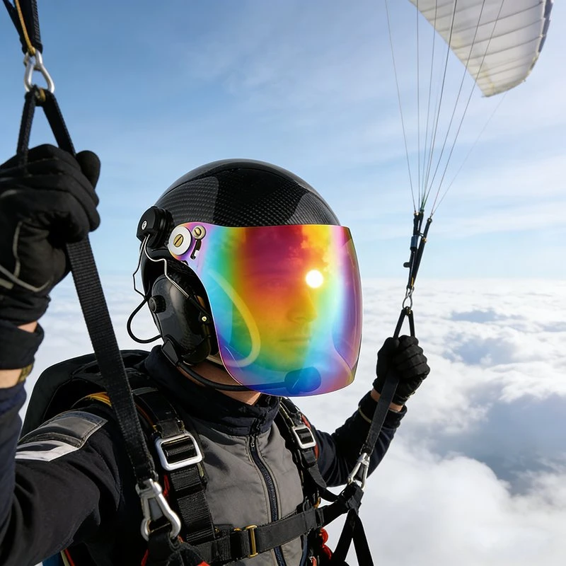 Raytalk Carbon Fiber Helmet-Mounted Aviation Headset with XLR Cable for Paragliding Paramotor & Skydiving