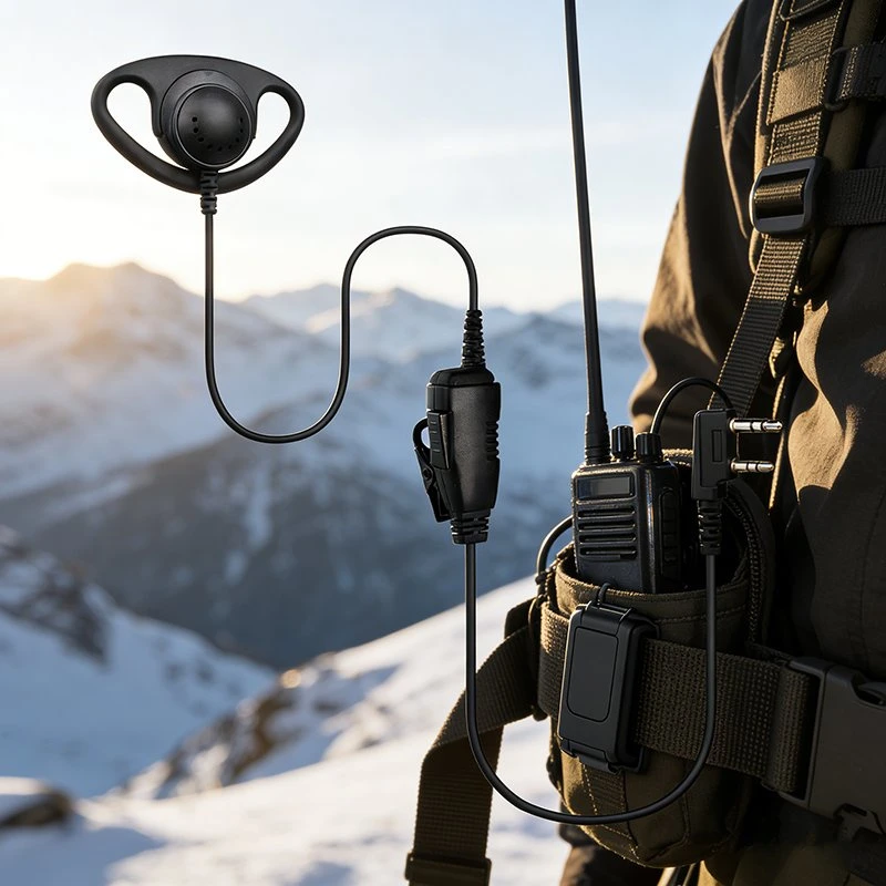Raytalk D Shape Earpiece Noise-Canceling Ear Hook Headphone with Mic Walkie Talkie Telephone Headset