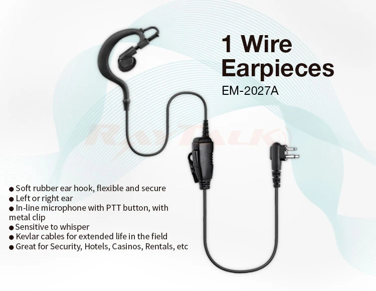 Raytalk Tour Guide System G Shape Earpiece with Mic for Motorola Lightweight Walkie Talkie Radios
