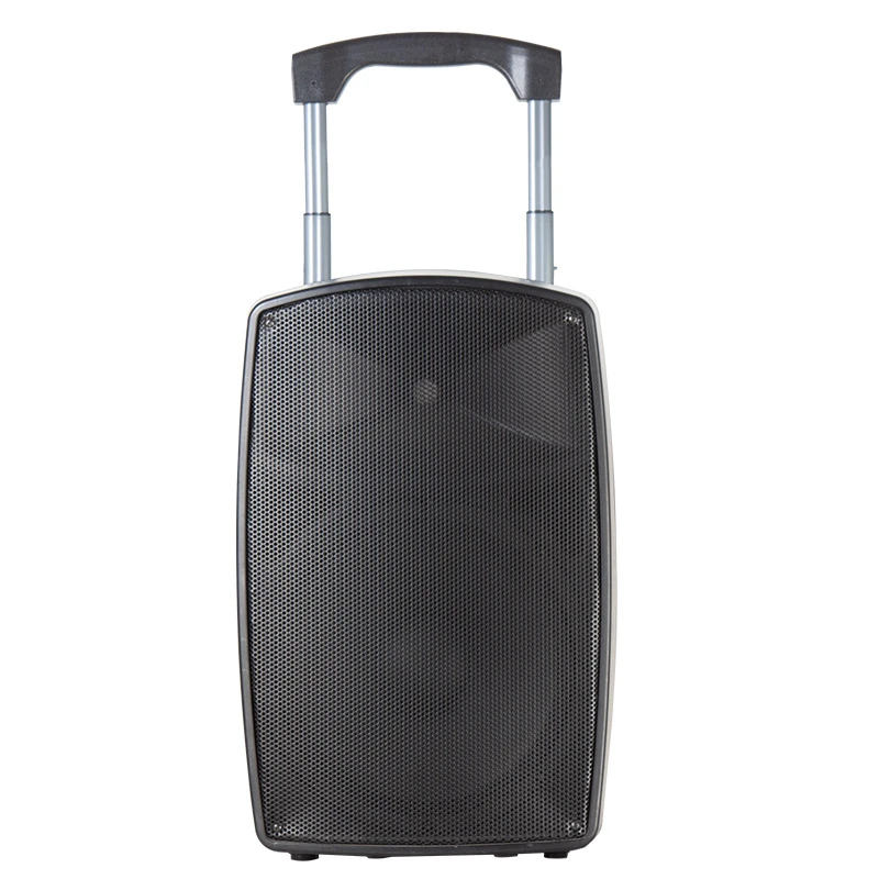 Rechargeable Lightweight Portable Battery-Powered Trolley PA Speaker with Wheels/Wireless Mic/MP3/DSP/Bluetooth for Party