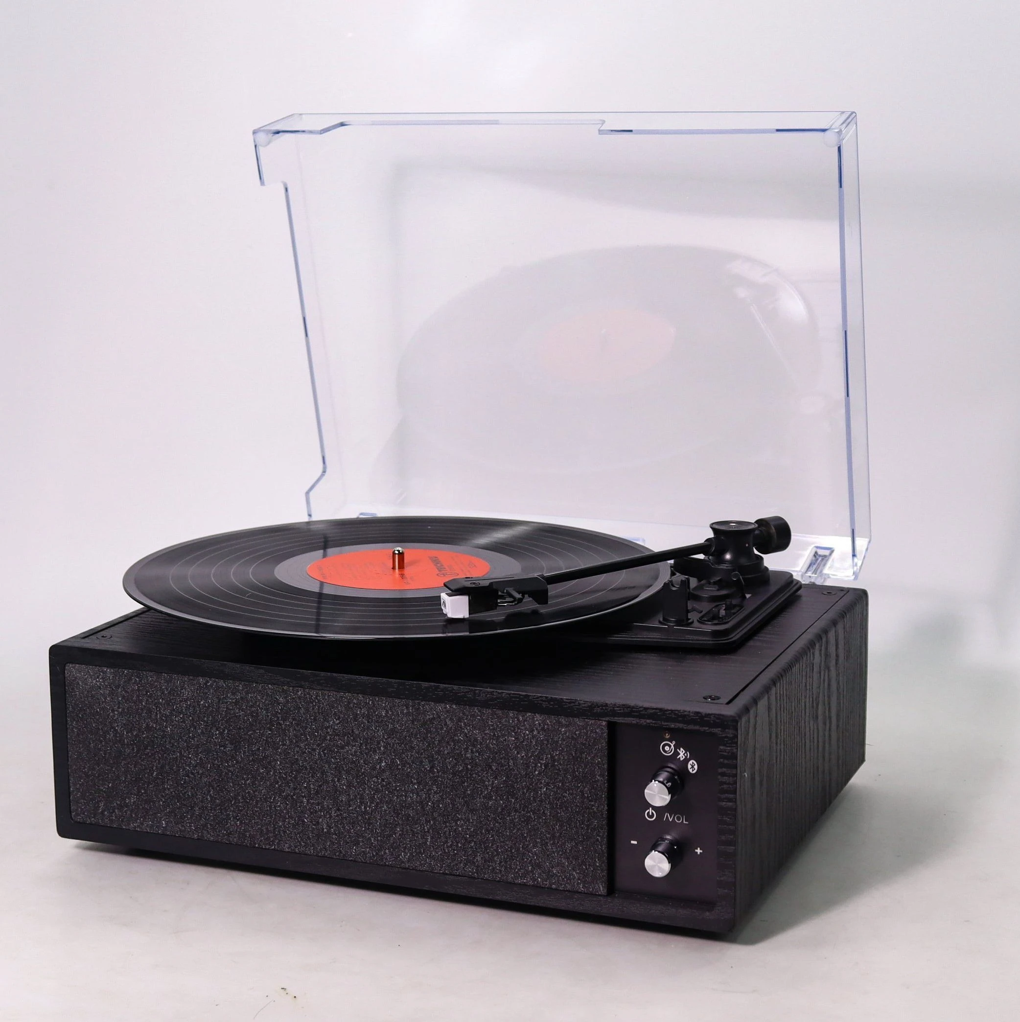 Retro 3-Speed HiFi Stereo Turntable Gramophone Magnatic Record Player with Built-in Stereo Speakers and Bass Reflex