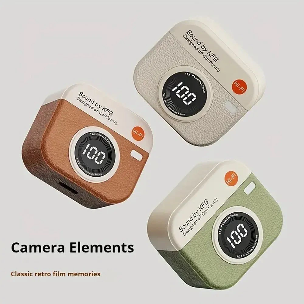 Retro Camera Q86 in-Ear Wireless Earphones with LED Display and Low Latency Function for Gaming