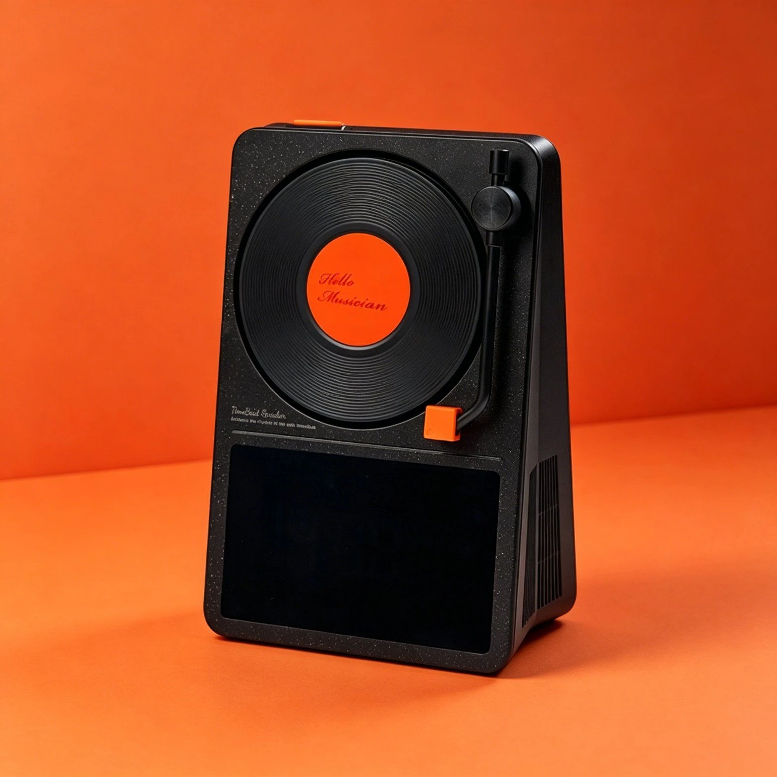 Retro Turntable Clock Bluetooth Speaker with Large Screen for Office