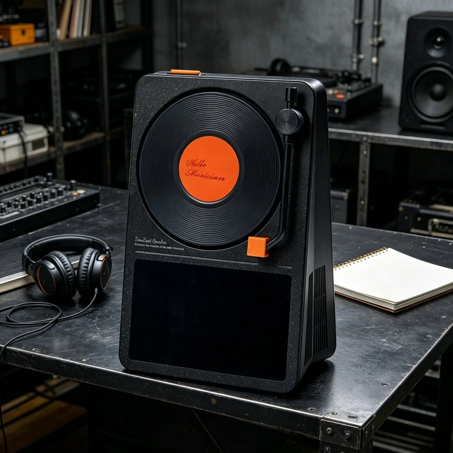 Retro Vinyl Bluetooth Speaker with Clock Display and 15W Output