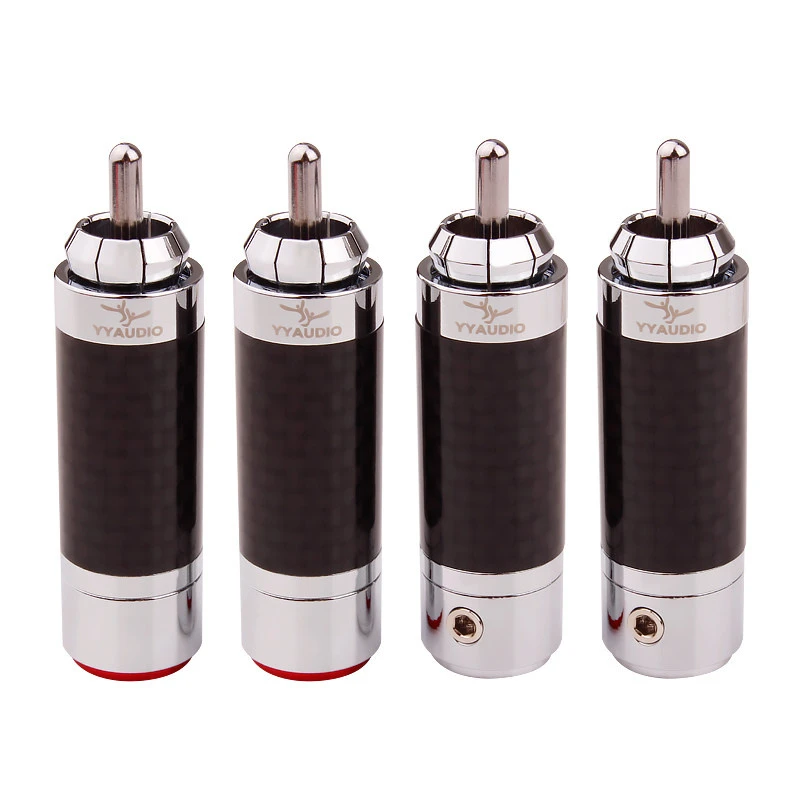 Rhodium-plated Carbon fiber Shielding 10mm Aperture RCA Plug Connector for HiFi Audio Systems Amplifiers
