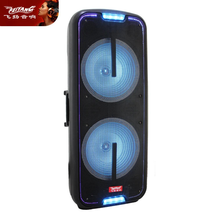 Rock Active Double 15 Inch Battery Sport LED USB DJ Bluetooth Stage Karaoke Loud Speaker Audio