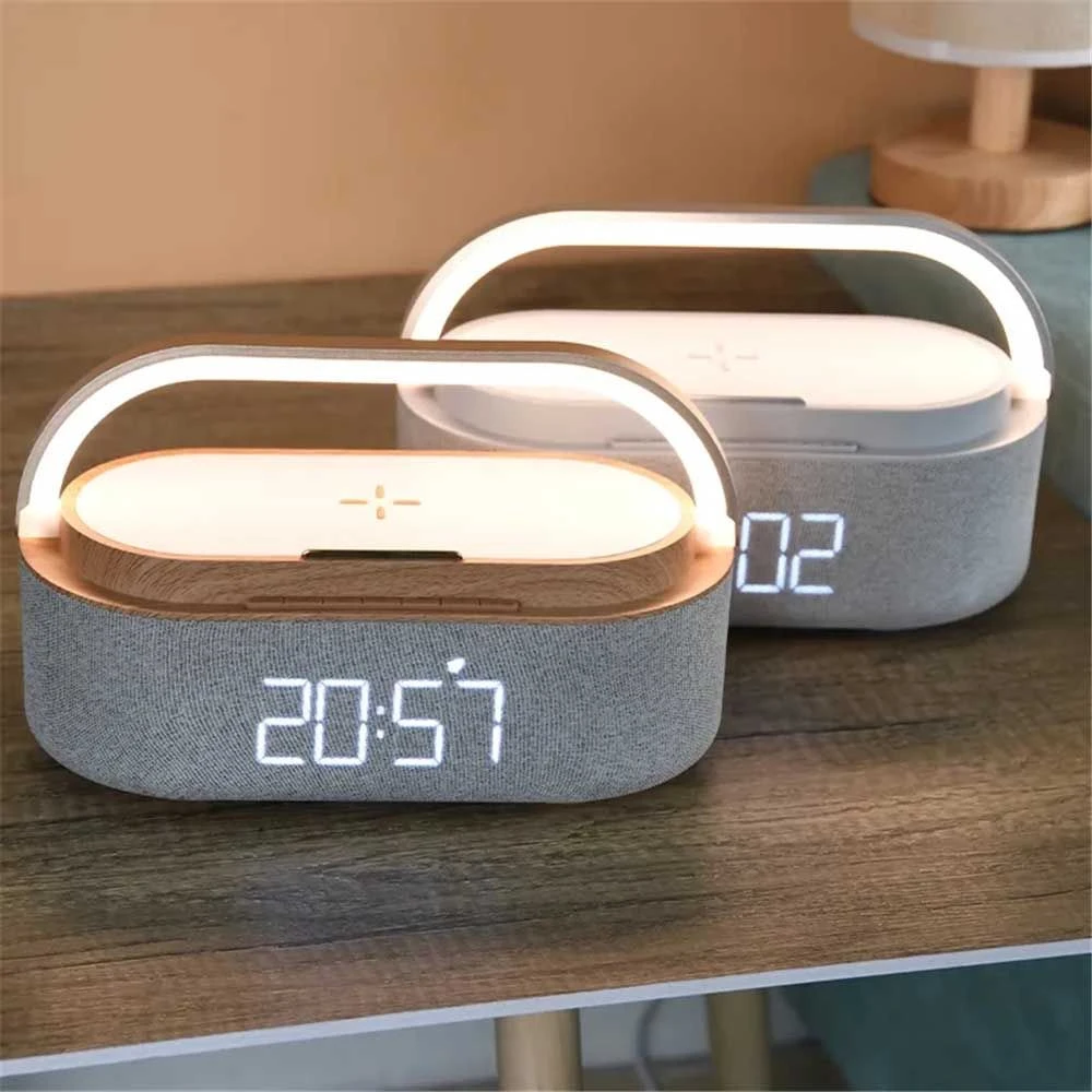 Rt-S29 Clock Alarm Wireless Charging Lamp Home LED Bluetooth Speaker