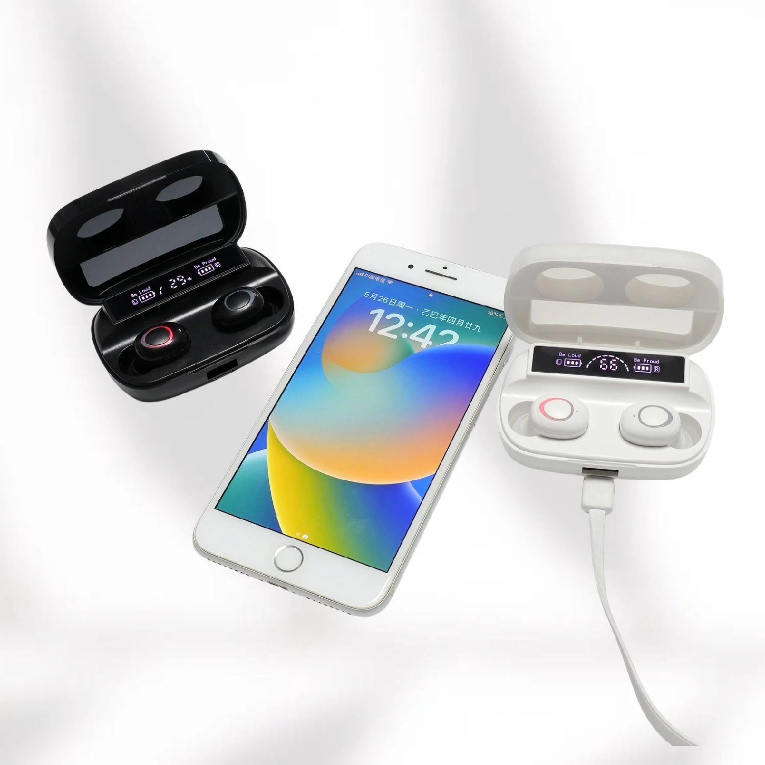 S12 Tws Wireless Earphones with Microphone Ear Hook HiFi Stereo Sports Headphones with LED Display