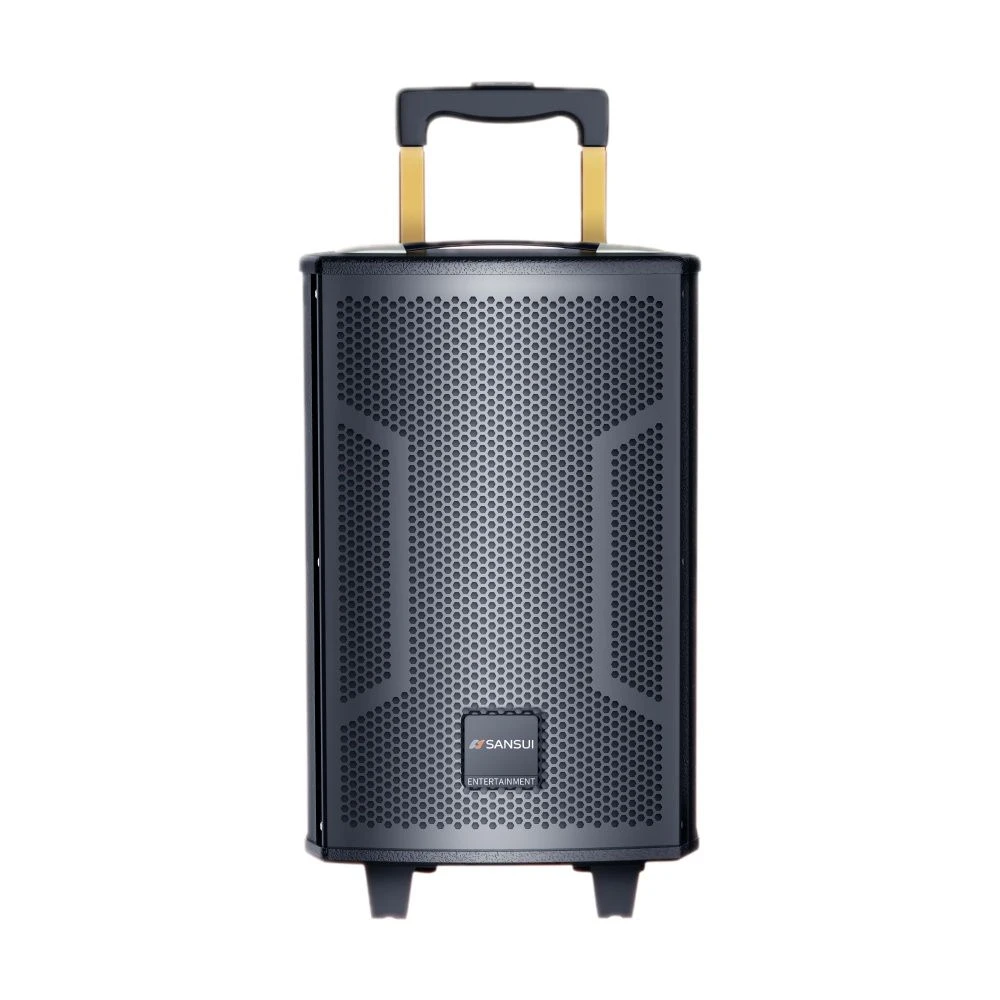 Sansui Bluetooth Trolley Speaker–8 Inch MDF Wooden Box Party Speaker 20W with UHF Microphone SA5-08