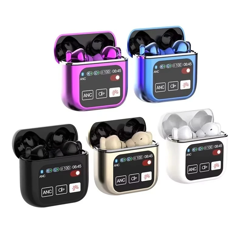 Se60 Tws Earbuds Anc Active Noise Cancellation Earphone with Touch Control LCD Screen Super Bass Premium Sound Enc Microphone