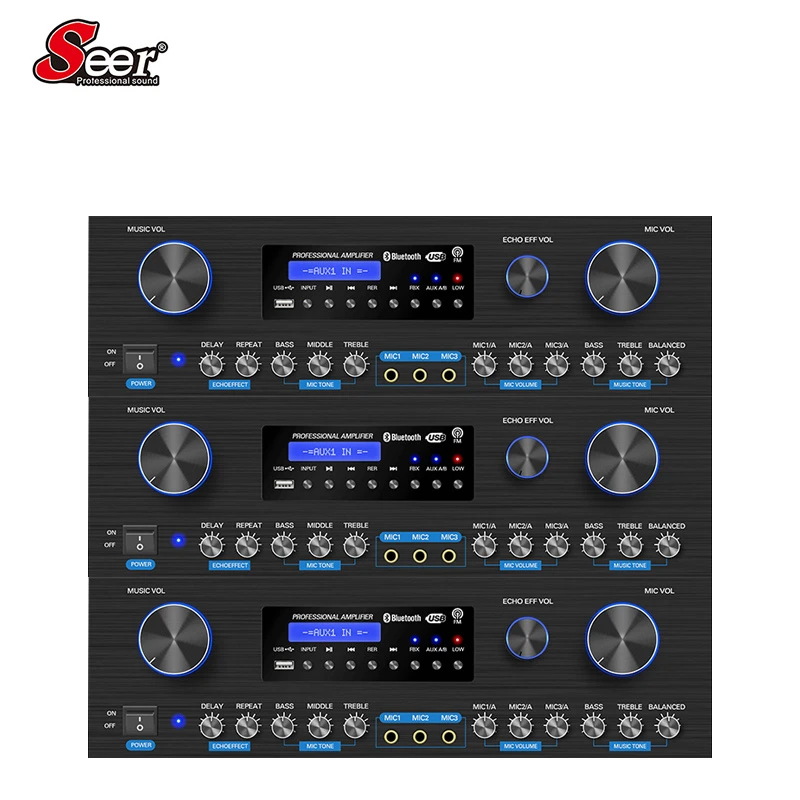 Seer Audio Professional Stereo Echo Mixing Mixer Speakers 2 Channel Karaoke Digital Amplifier