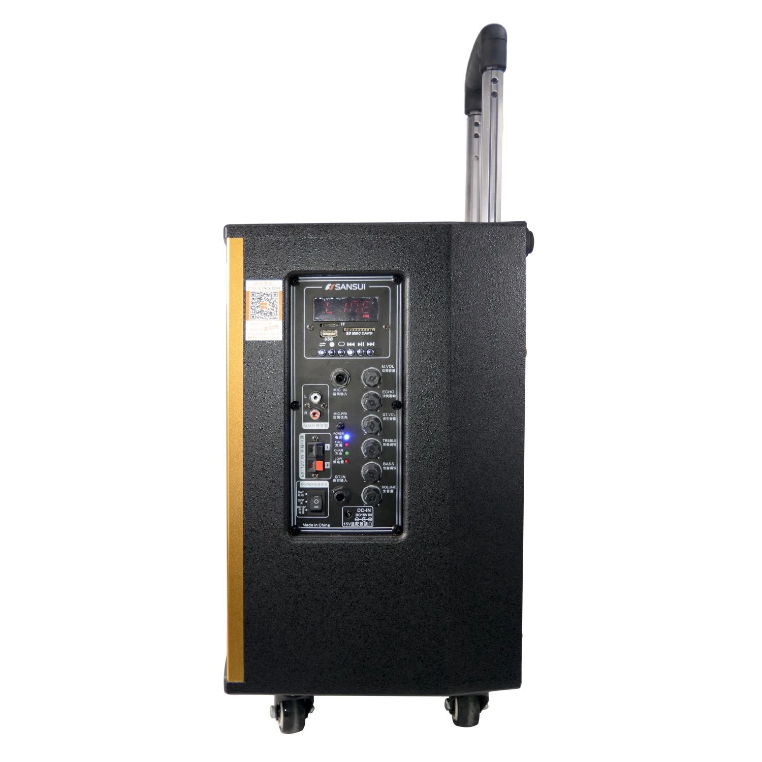Sg2-10 Sansui 2 UHF Microphones Promotion 10 Inch Woofer 12V 7500mAh Lead Battery Portable Trolley Speaker
