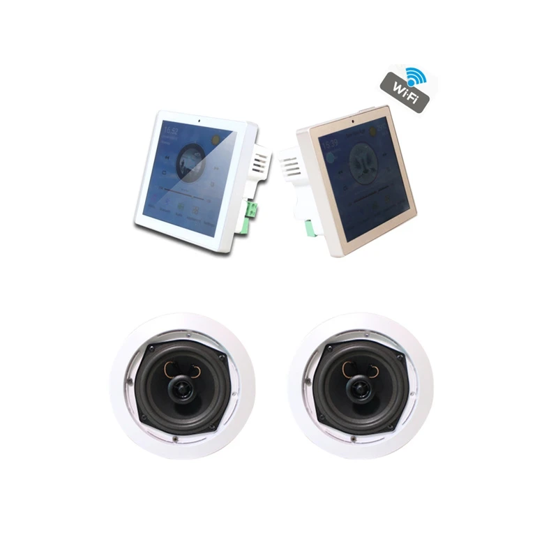 Sh1037 WiFi Home Audio System 4inch 2 Channels Bluetooth Wall Amplifier with Android+ 5 Inch Ceiling Speaker Home Audio Set