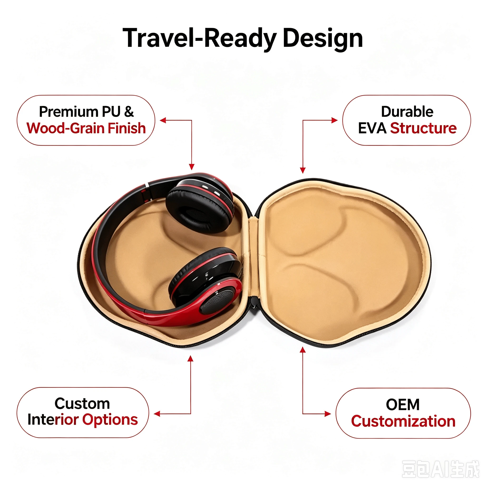 Shockproof EVA Headphone Case with Zipper for Safe Storage