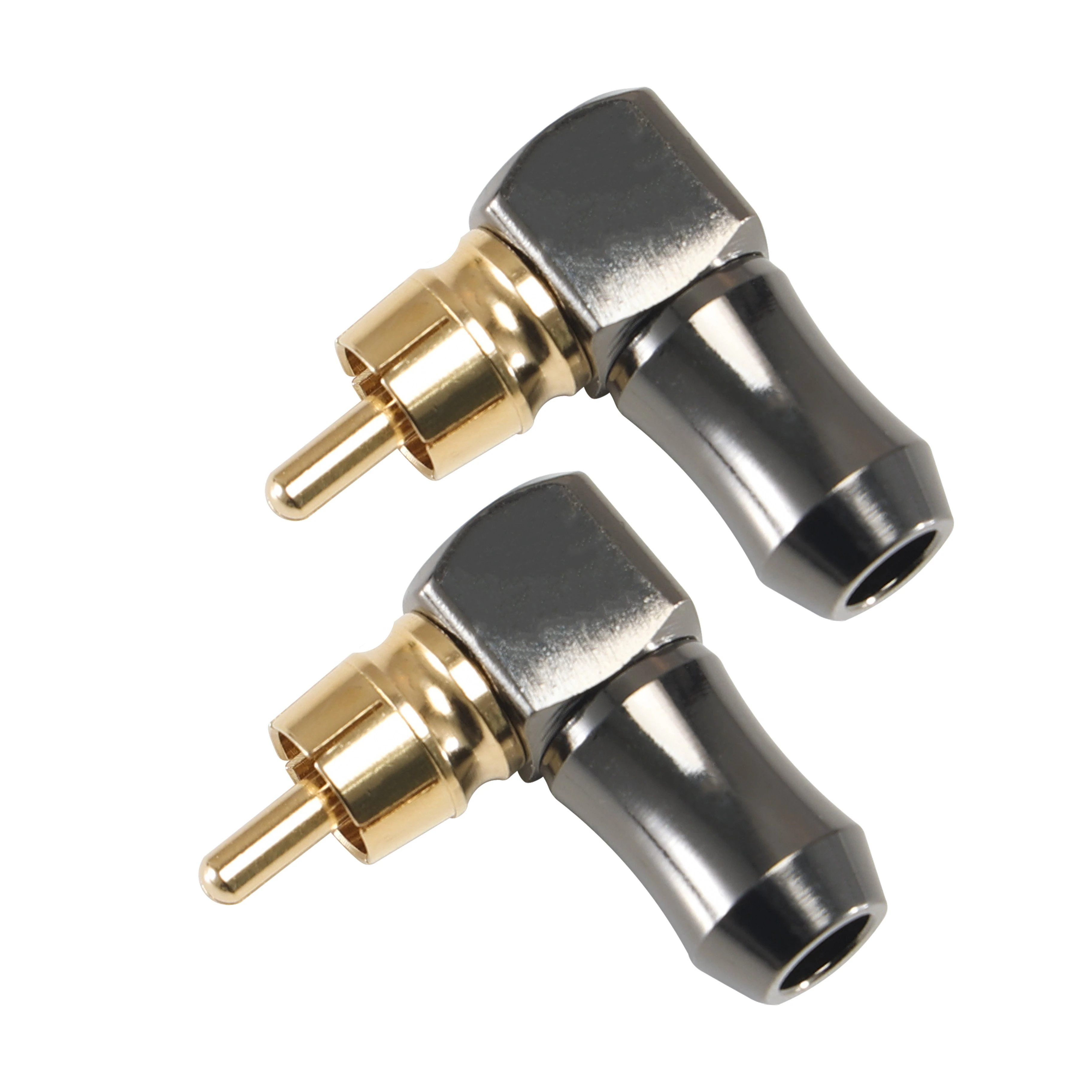 Short RCA Right Angle Plug Audio Connector Gun Nickel Zinc Alloy for Speaker Cable