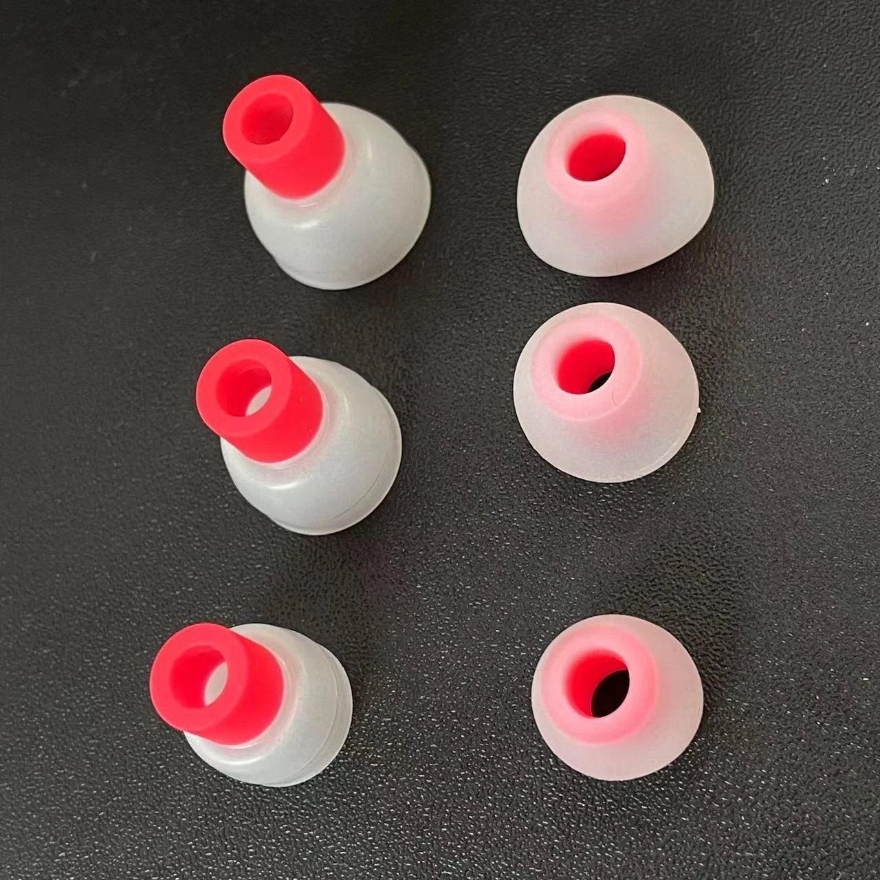 Silicone Ear Tips Replacement, Transparent Red S/M/L 3 Sizes, 4mm Bore Diameter for Hearing Protection
