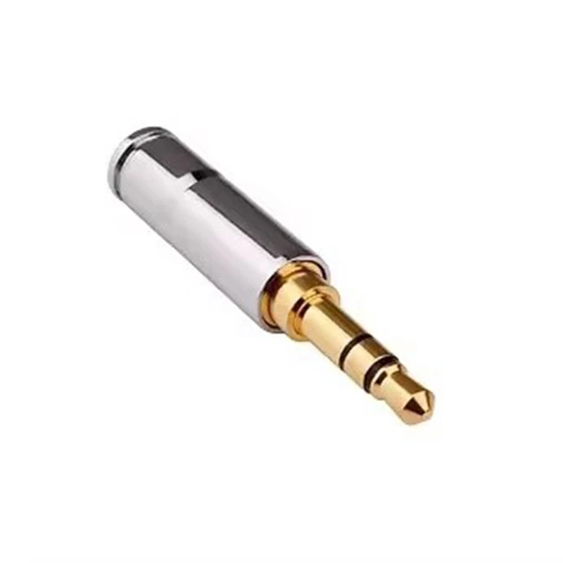 Silver Straight 3.5mm Plug Headphone Connector for Stereo Audio Cable Wiring Terminal