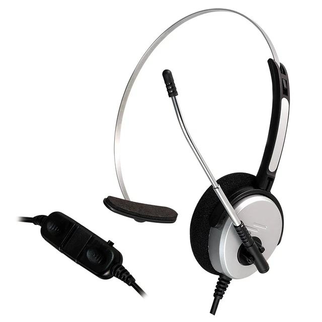 Single Ear Noise Canceling Call Center Telephone USB Headset with Mute Control for Business Office