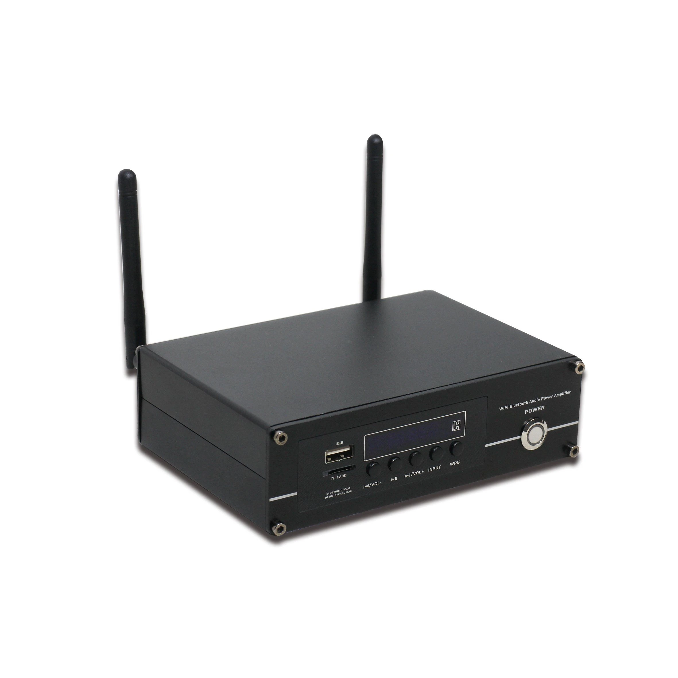 Smart Home Audio Bluetooth Sound Router Power Amplifier with Spotify, Airplay, Internet Radio, USB, Aux Input Support Mobile APP