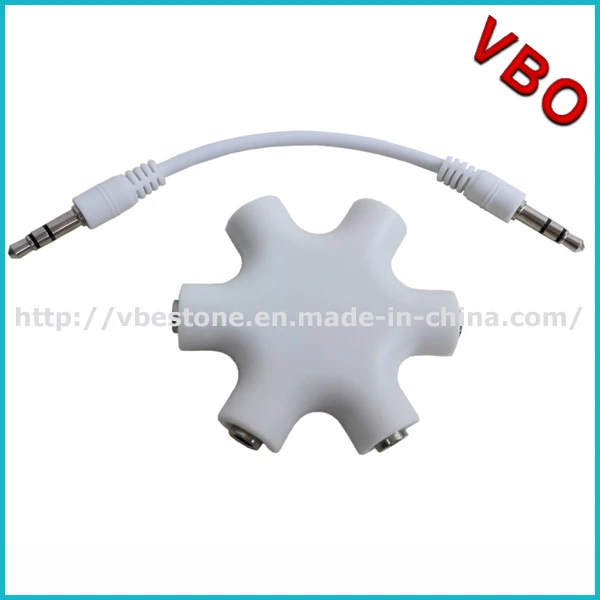 Snow Shape 3.5mm 6-Port Multi Earphone/Audio Splitter for Portable with 3.5mm Aux Cable Adapter