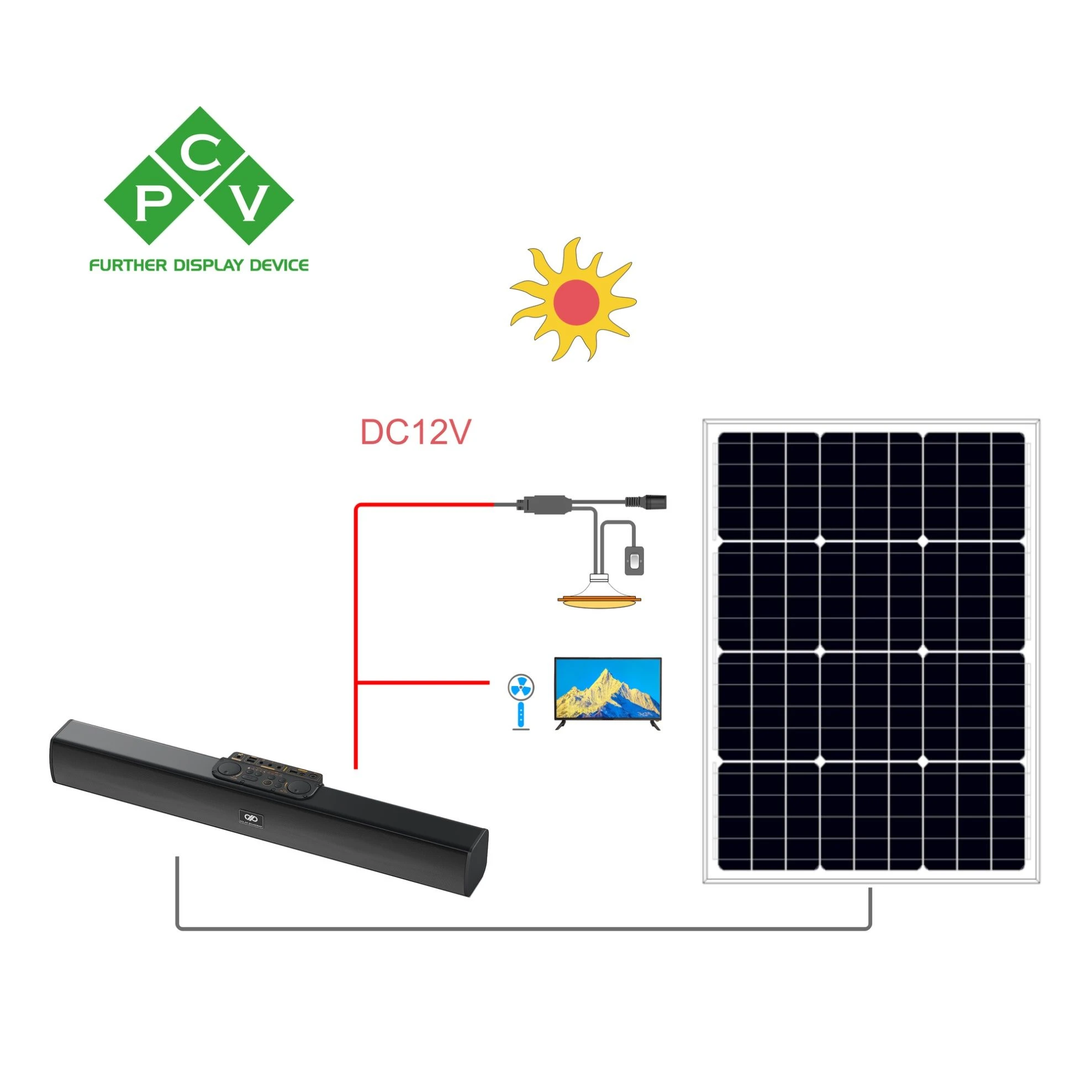 Solar Soundbar TV System, Portable Outdoors TV
