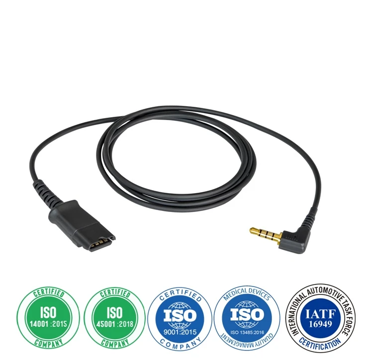Sound Card 3.5mm to Quick Disconnect Adapter Cable Assembly for Phone Headset Microphone