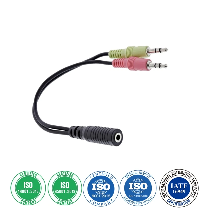 Speaker Cable Assembly with 3.5mm Socket Stereo Plugs Wire for HiFi Audio Cable