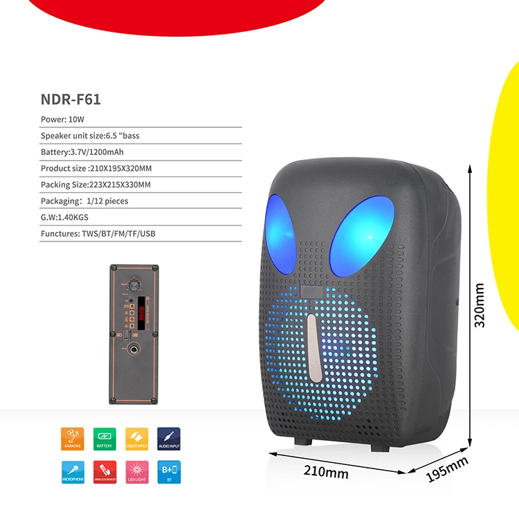 Speaker with Superman Style 6.5 Inch Portable Bass Speaker Ndr-F61